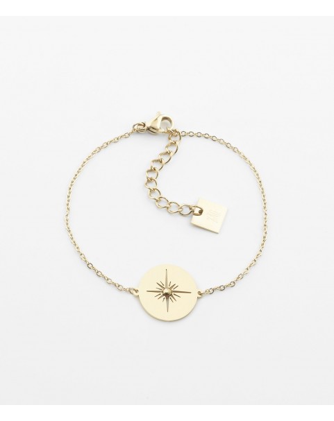 Bracelet Zag Aztèque acier doré