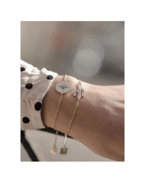 Bracelet Zag Aztèque acier doré