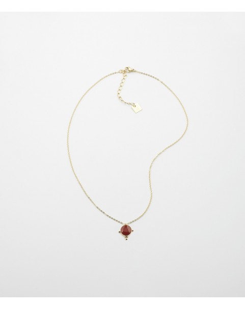 Collier Zag Salomé acier doré cornaline