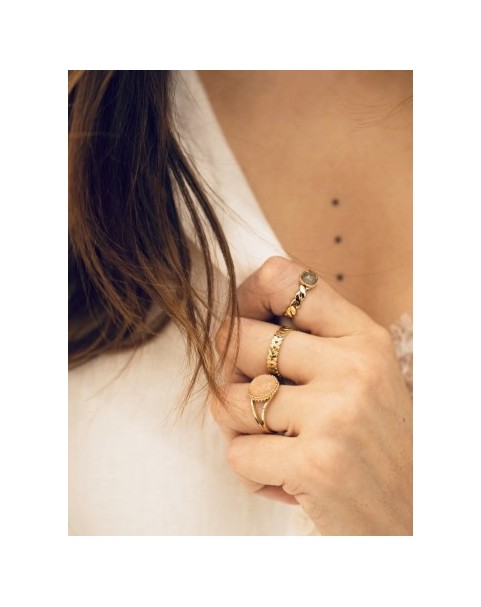 Bague Zag Buzios acier doré