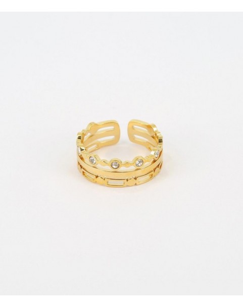 Bague Zag Kheil acier doré