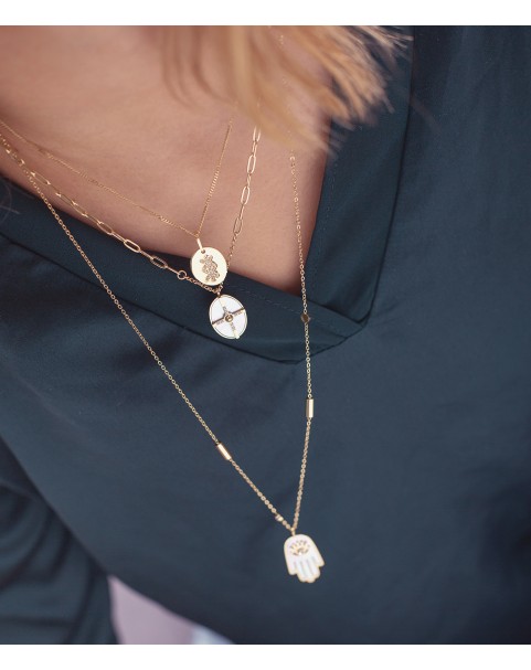 Collier Zag Sokhol acier nacre