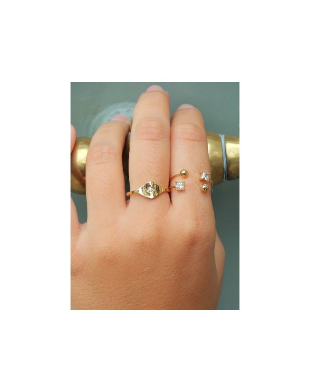 Bague Zag Ojos acier doré