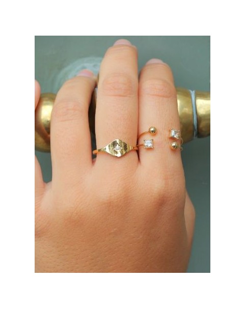 Bague Zag Ojos acier doré