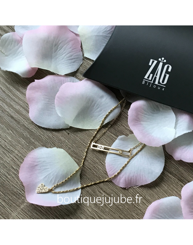 Collier Zag Trinity acier doré