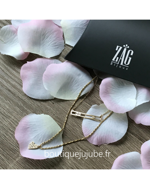 Collier Zag Trinity acier doré