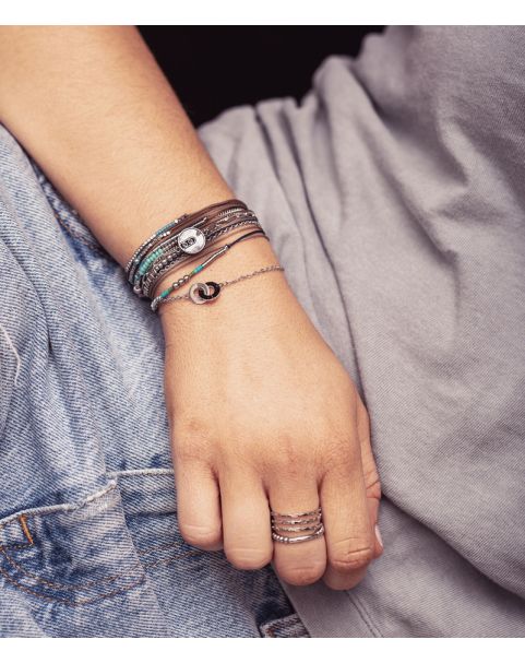 Bague Zag Trias acier doré