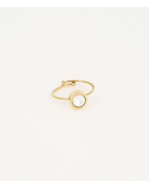 Bague Zag Lima acier doré nacre