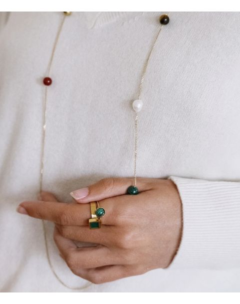 Bague Zag Lima acier doré nacre