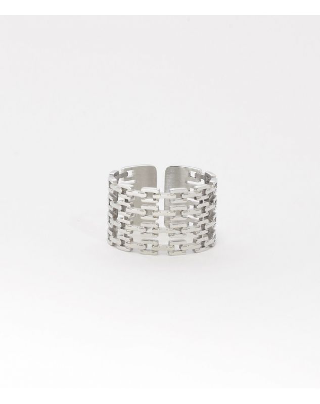 Bague Zag Link acier doré