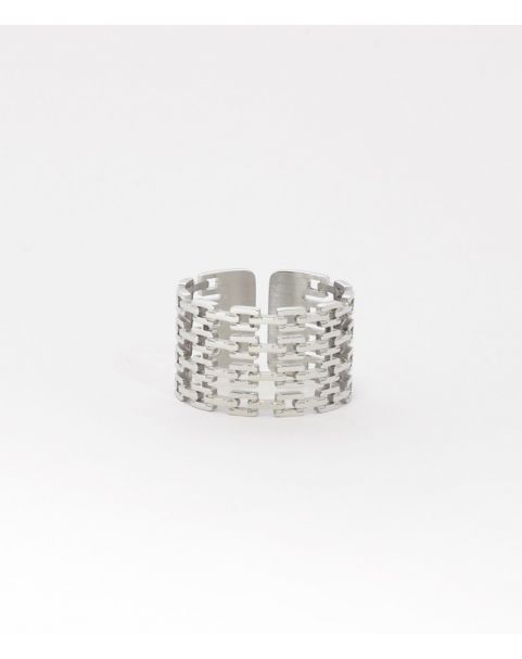 Bague Zag Link acier doré