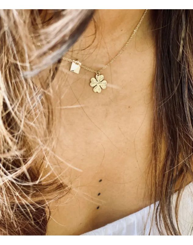 Collier Zag Clover acier doré