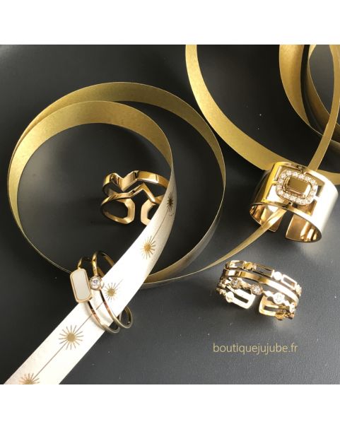 Bague Zag Kheil acier doré