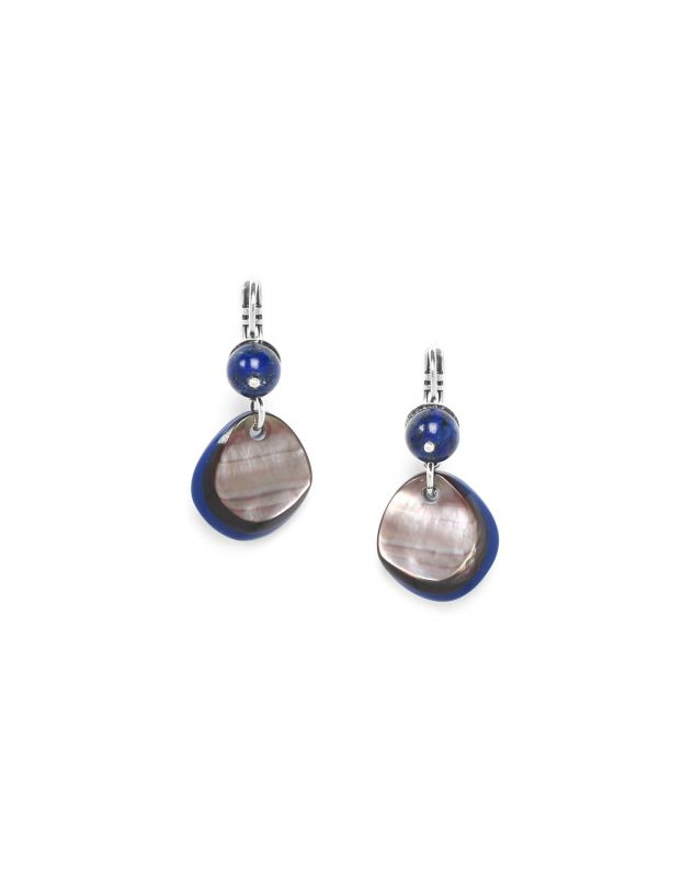 Boucles d'oreilles Nature bijoux Abyss top perle de lapis lazuli