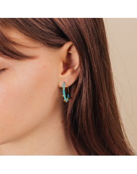 MALICE Boucles d'Oreilles Créoles Turquoises Olivolga 2