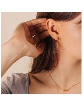 BLISS Boucles d'Oreilles Poussoir Fine Chaine Orange... 2
