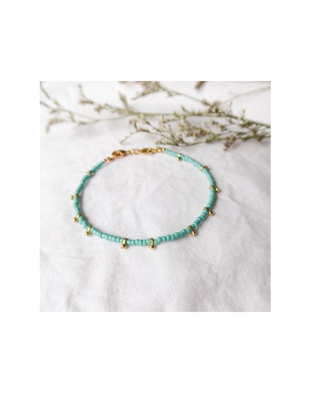 MALICE Bracelet Mini Perles Turquoises Olivolga