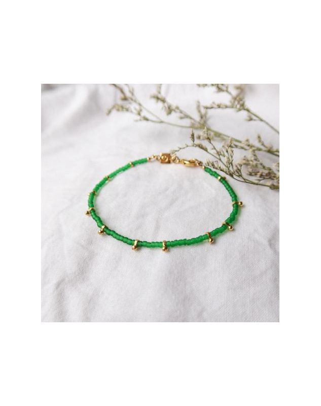 MALICE Bracelet Mini Perles Vertes Olivolga