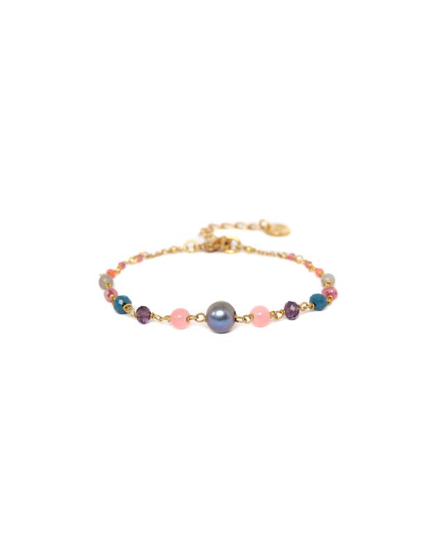 LES COMPLICES-GURI Franck Herval Bracelet Perles Bouclées Roses et Bleues