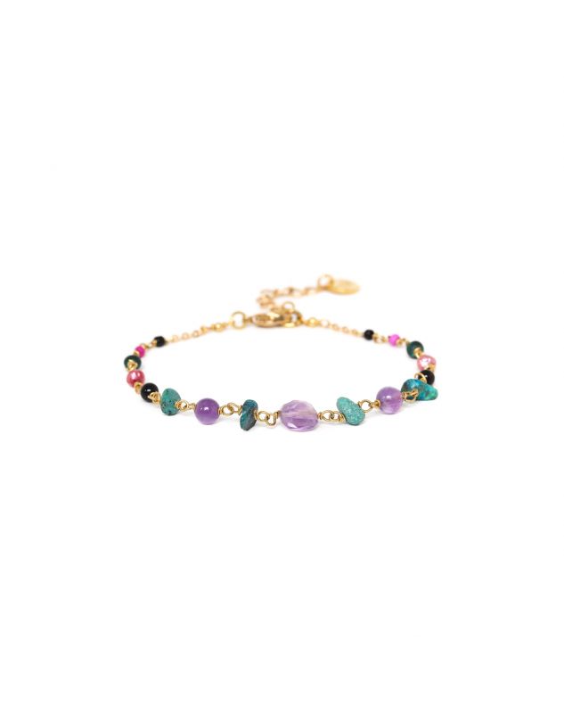 LES COMPLICES-GURI Franck Herval Bracelet Perles Bouclées Turquoises Et Violettes