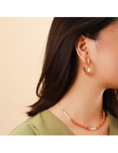 Porquerolles Boucles D'Oreilles Créoles Perlées Nature... 2