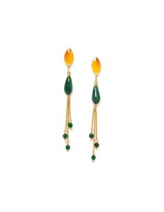 AGATA VERDE Boucles D'Oreilles 3 Chaines Nature Bijoux