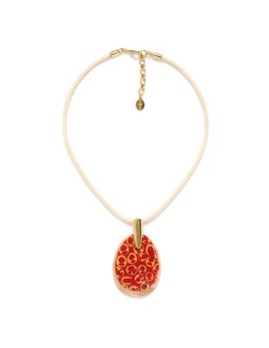 PICCADILLY Collier Court Pendentif Rouge Nature Bijoux
