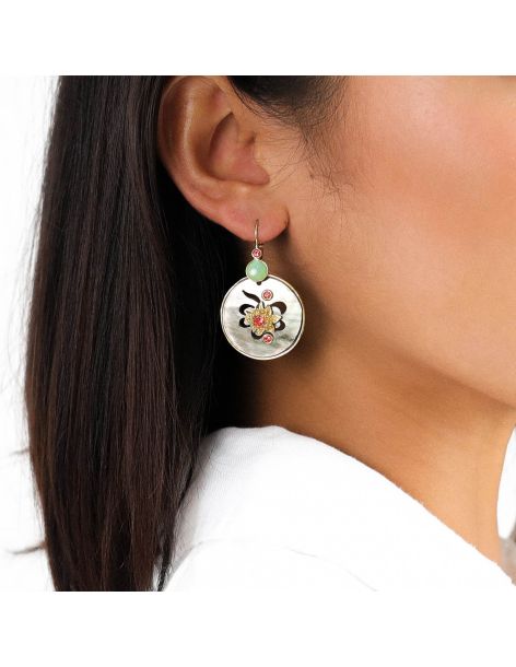 FRIDA Boucles D'Oreilles Dormeuses Nacre Ajourée Franck... 2