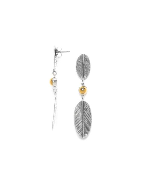 SWAN Boucles D'Oreilles 2 Plumes Ori Tao 2