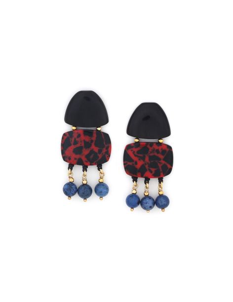 VESUVIO Boucles D'Oreilles Top Corne Noire Nature Bijoux