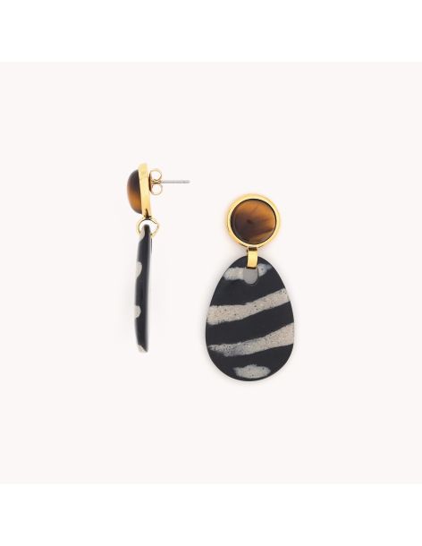 ZEBRA Boucles D'Oreilles Pampille Nature Bijoux 2