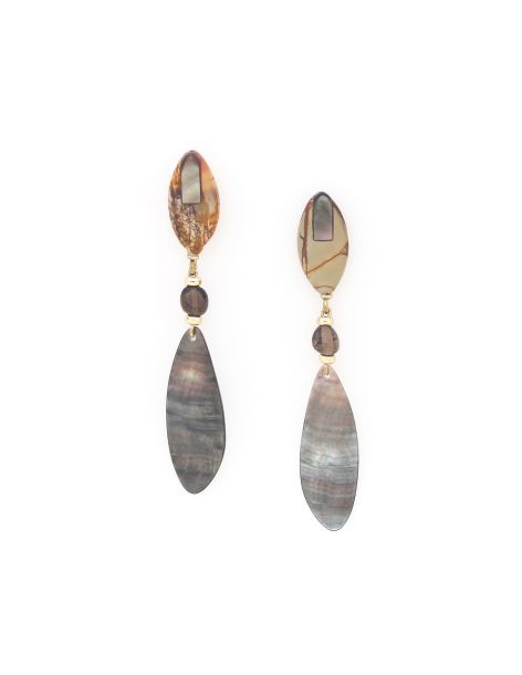 L'ILE ROUSSE Boucles D'Oreilles Top Jaspe Nature Bijoux