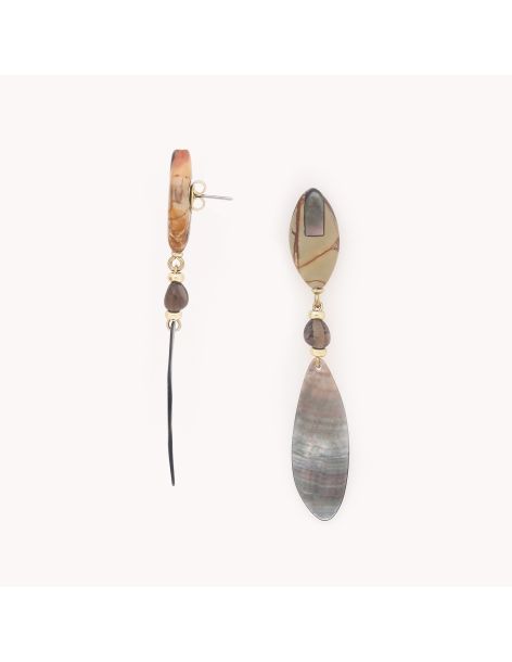 L'ILE ROUSSE Boucles D'Oreilles Top Jaspe Nature Bijoux 2